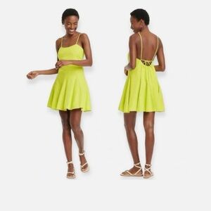 A New Day Women's Lime Beach Bungalow Linen Mini Dress Size S